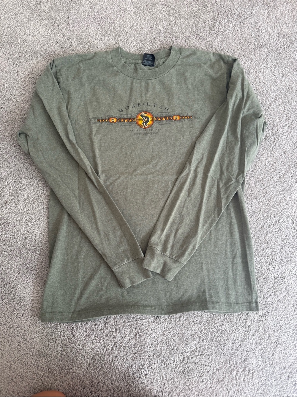 Moab Utah Olive Green Long-Sleeve Graphic Tee